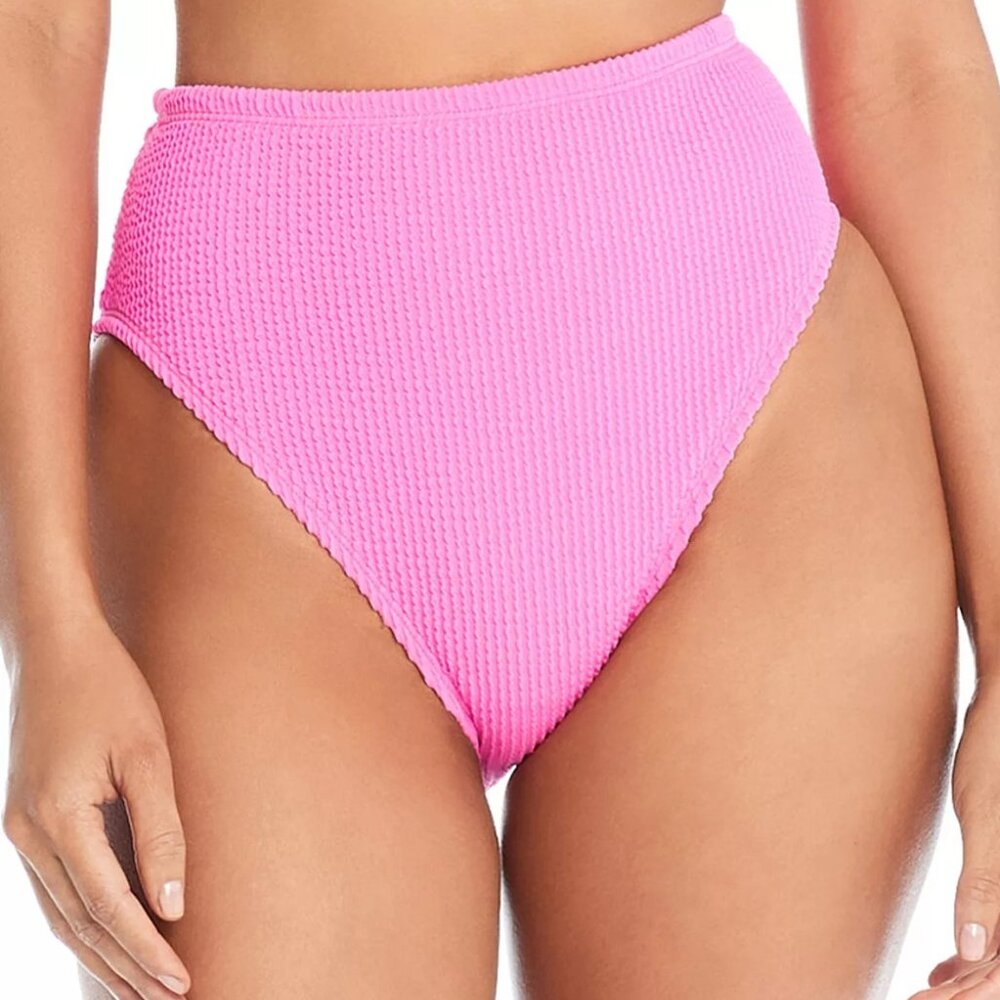 NWT Bleu By Rod Beattie Pucker Up High Waist Bikini Bottom in Castro Pink